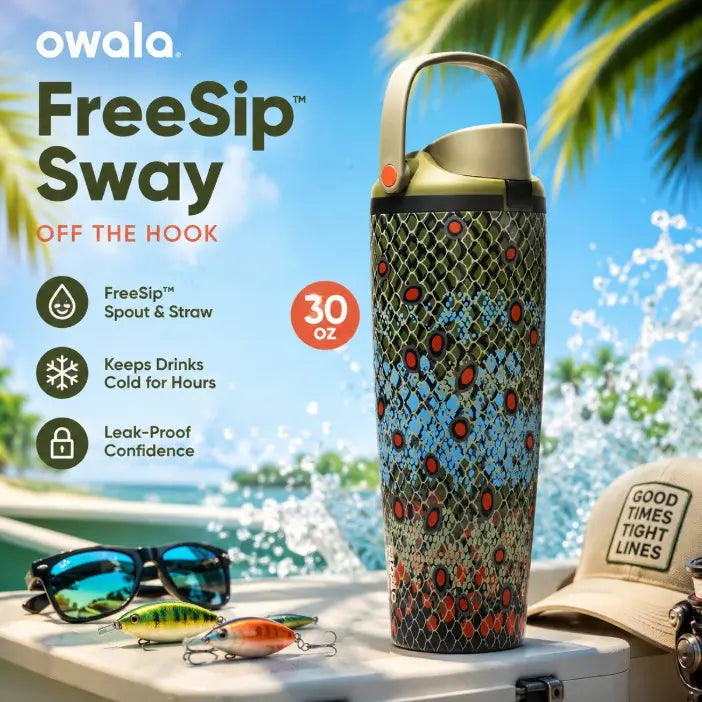 Owala Freesip Water Bottle Collection – Cowgirl Core, Weekender,Off the Hook, Wild at Heart, & Vintage Surf