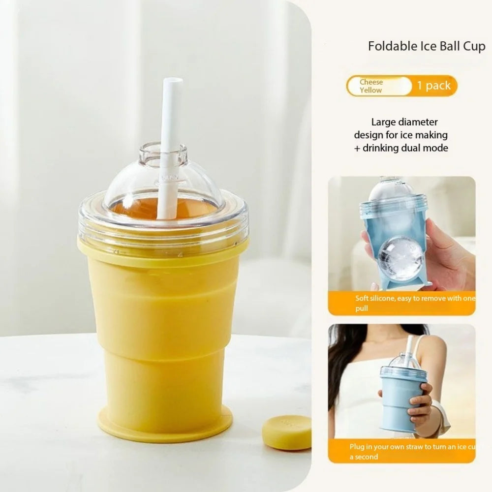 Versatile 325ML Outdoor Silicone Cup - Self-Suction, Foldable & Perfect for Indoor Ice-Making!