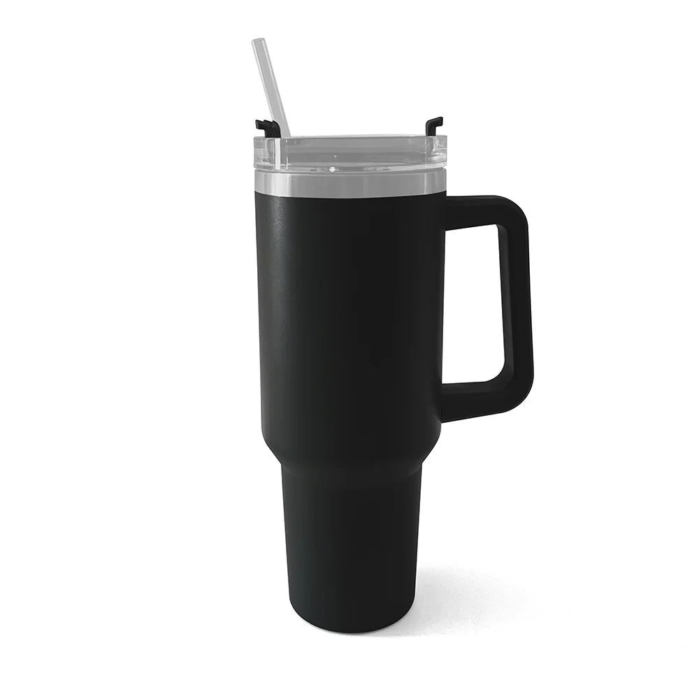 40Oz Tumbler with Handel and Straw Stainless Steel Vacuum Insulated Water Bottle