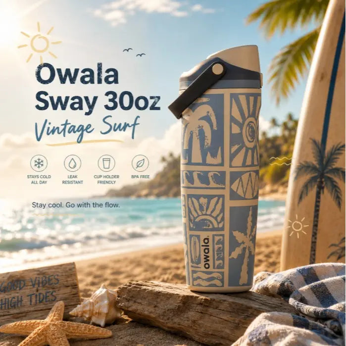 Owala Freesip Water Bottle Collection – Cowgirl Core, Weekender,Off the Hook, Wild at Heart, & Vintage Surf