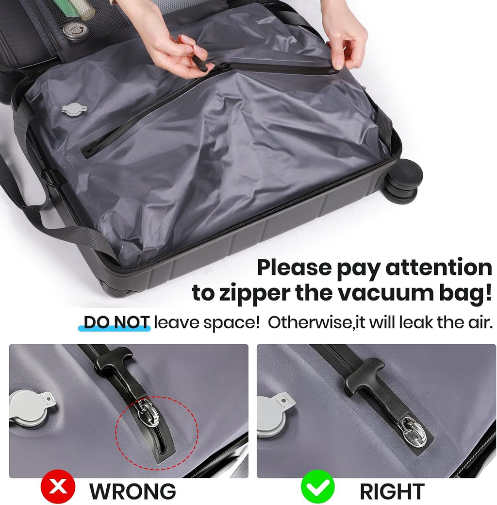 Carry on Luggage Suitcase with Vacuum Compression and Pump, 100% PC Hardshell Lightweight Travel Suitcase with TSA Lock & USB Charging Port 20Inch