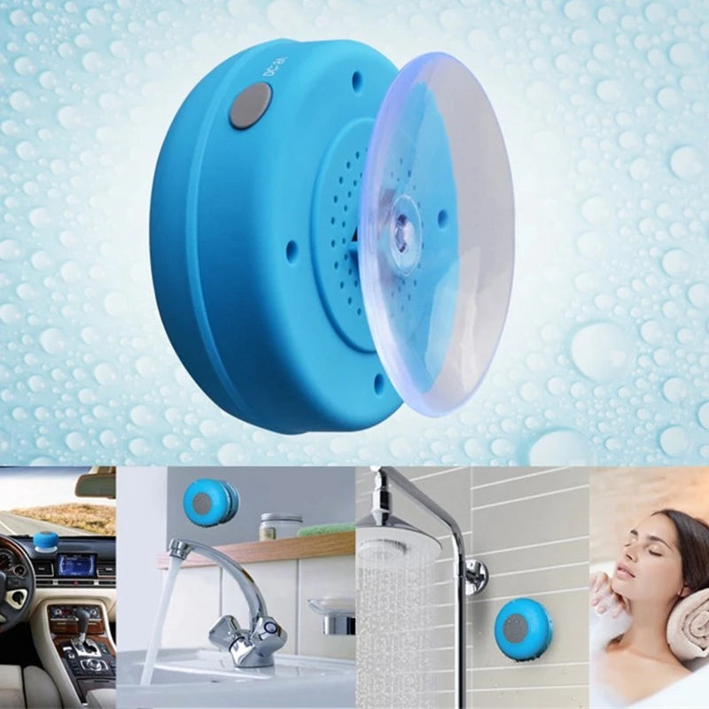 Mini Bluetooth Speaker  Waterproof Handsfree Loudspeaker with Suction Cup Mic for Bathroom Pool Beach Car Phone