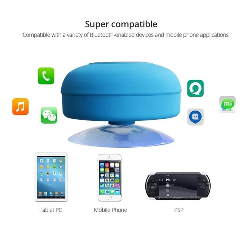Mini Bluetooth Speaker  Waterproof Handsfree Loudspeaker with Suction Cup Mic for Bathroom Pool Beach Car Phone