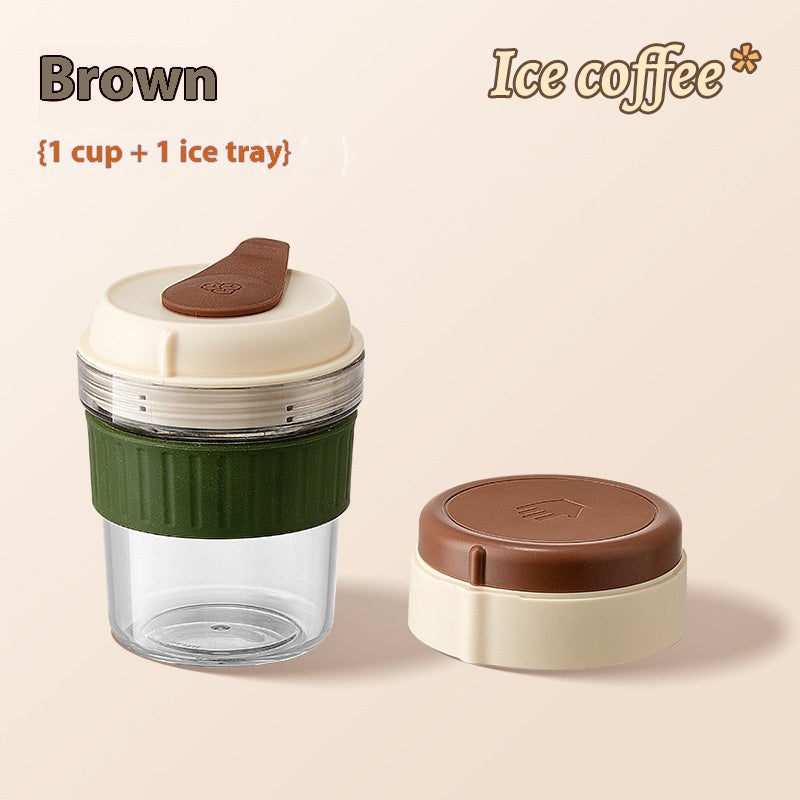 500ML Iced Brew Coffee Cup with Ice Cube Tray Leak Proof Versatile Iced Coffee Bottle for Home Office Travel Camping Tools