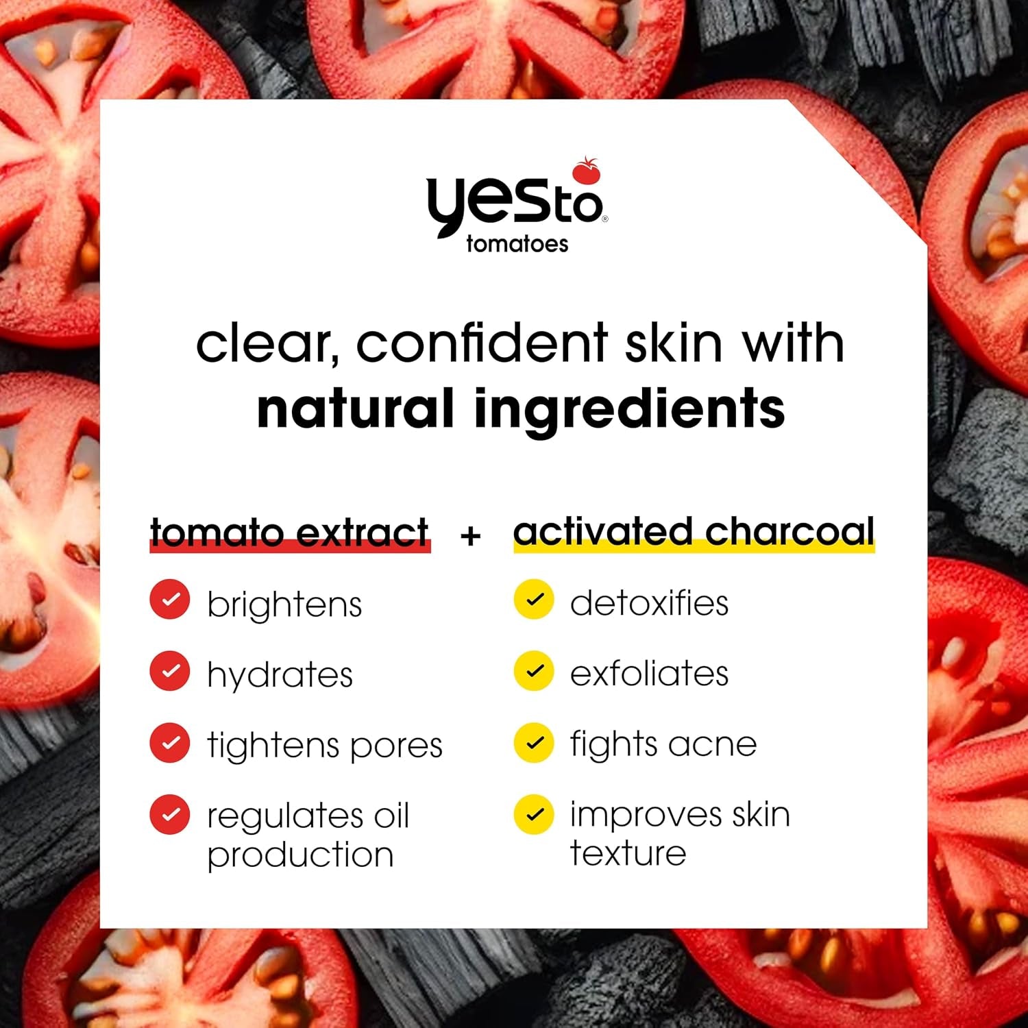 Tomatoes Charcoal Bar Soap with Tomato Extracts & Sunflower Seed Oil - Detoxifying Face & Body Soap for Men, Women, and Teens, 6 Oz - Paraben-Free