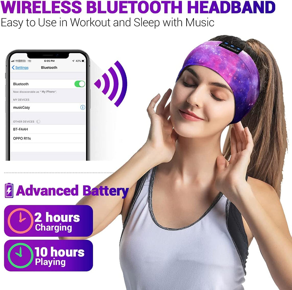  Bluetooth Headband Sleeping Wireless Headband Headphones with Thin HD Stereo Speakers Perfect for Side Sleepers, Sport, Yoga, Travel