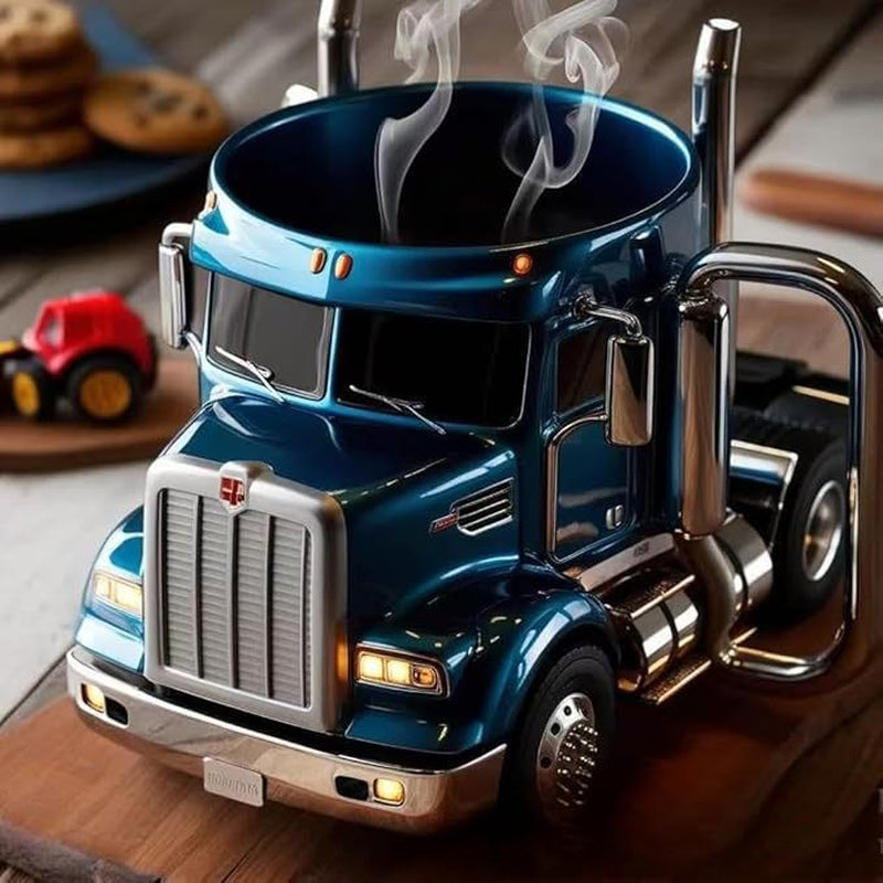 Durable Truck Coffee Mug Semi Truck Handcrafted Coffee Cup Semi-Trailer Shaped Semi-Truck Coffee Mugs for Family