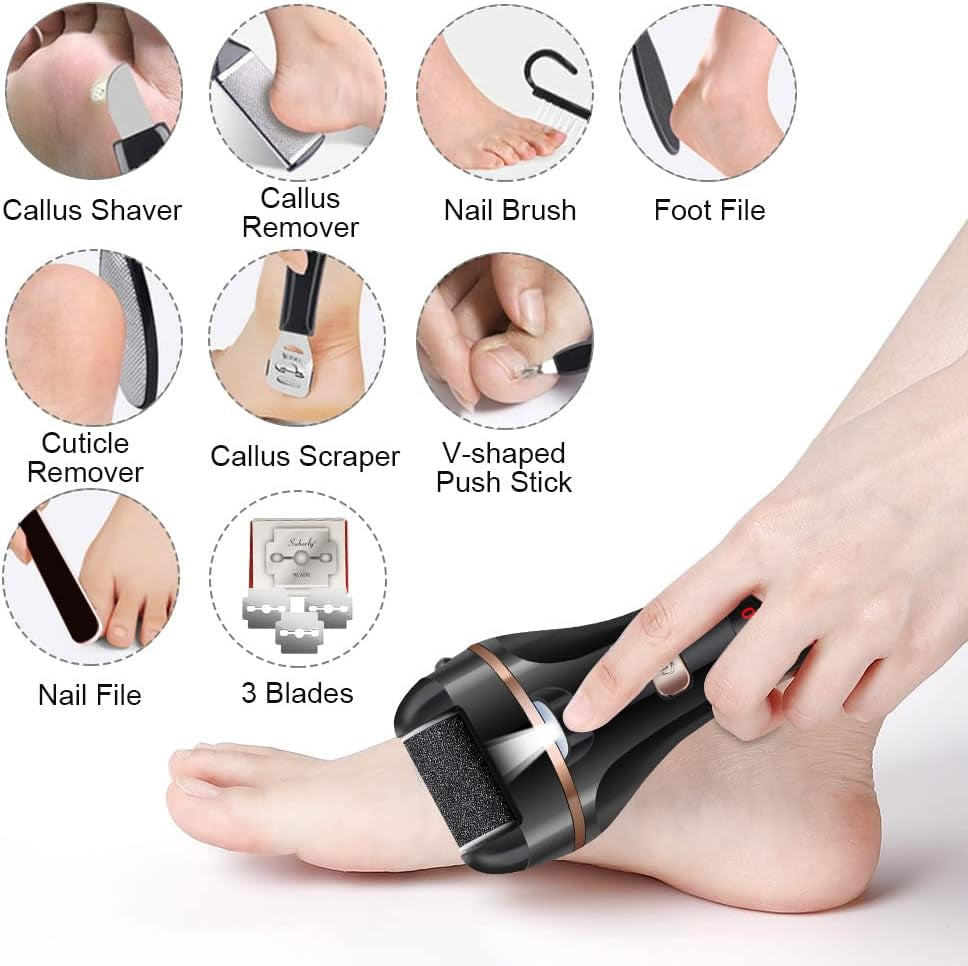 Electric Foot File Callus Remover, Rechargeablet with 3 Roller Heads,2 Speed 