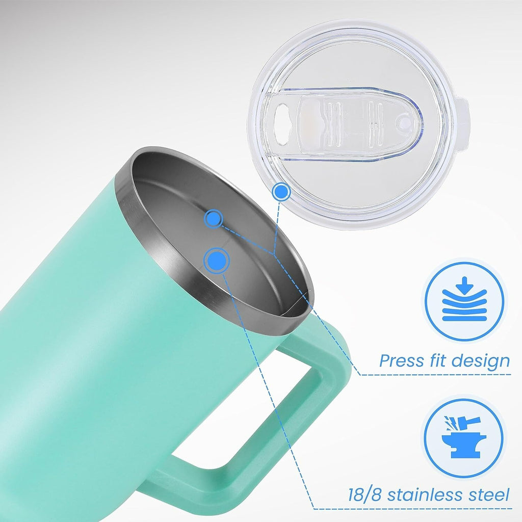 40Oz Tumbler with Handel and Straw Stainless Steel Vacuum Insulated Water Bottle