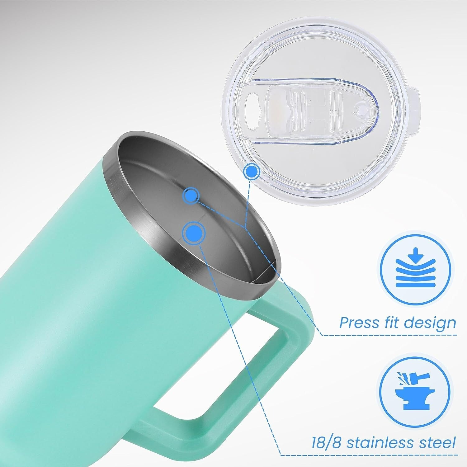 40Oz Tumbler with Handel and Straw Stainless Steel Vacuum Insulated Water Bottle