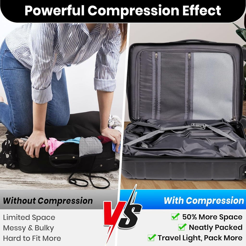 Carry on Luggage Suitcase with Vacuum Compression and Pump, 100% PC Hardshell Lightweight Travel Suitcase with TSA Lock & USB Charging Port 20Inch