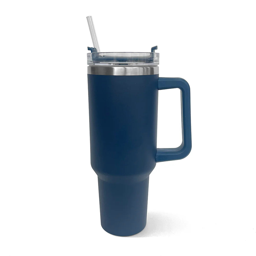 40Oz Tumbler with Handel and Straw Stainless Steel Vacuum Insulated Water Bottle