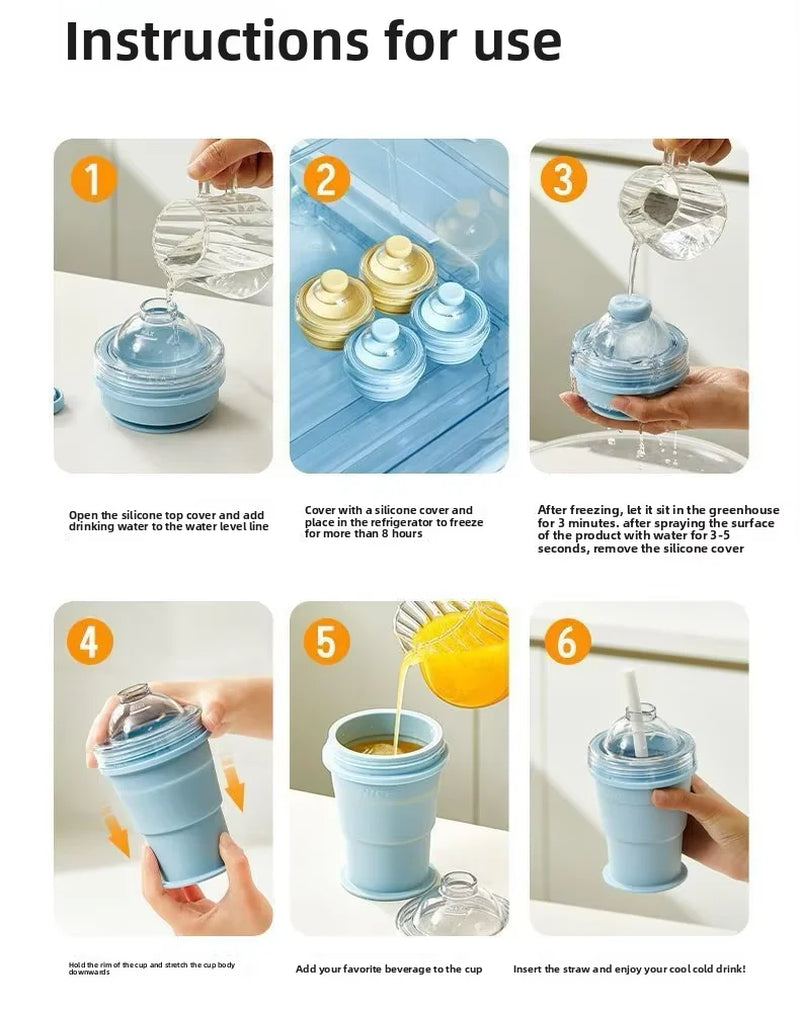 Versatile 325ML Outdoor Silicone Cup - Self-Suction, Foldable & Perfect for Indoor Ice-Making!