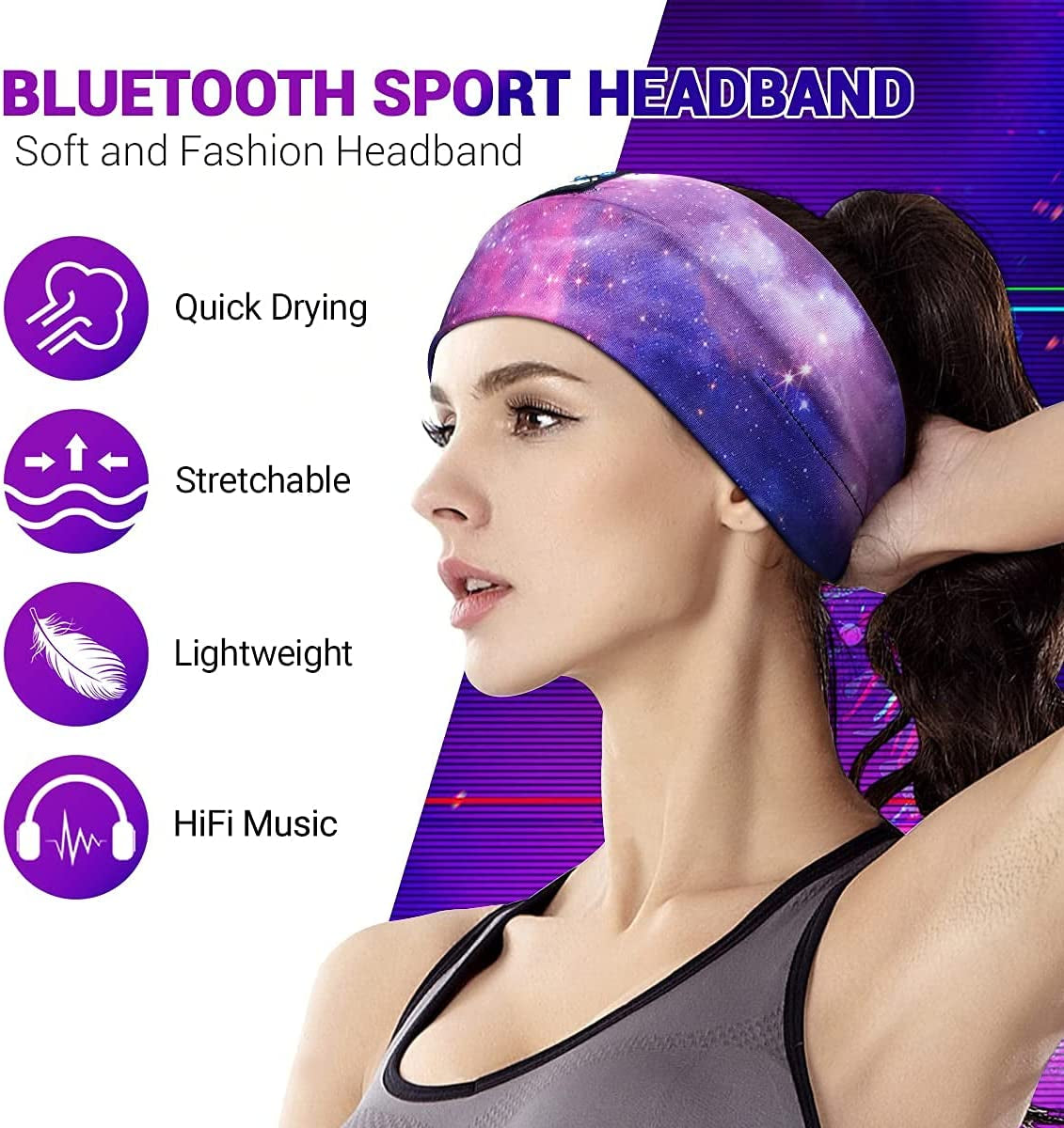  Bluetooth Headband Sleeping Wireless Headband Headphones with Thin HD Stereo Speakers Perfect for Side Sleepers, Sport, Yoga, Travel