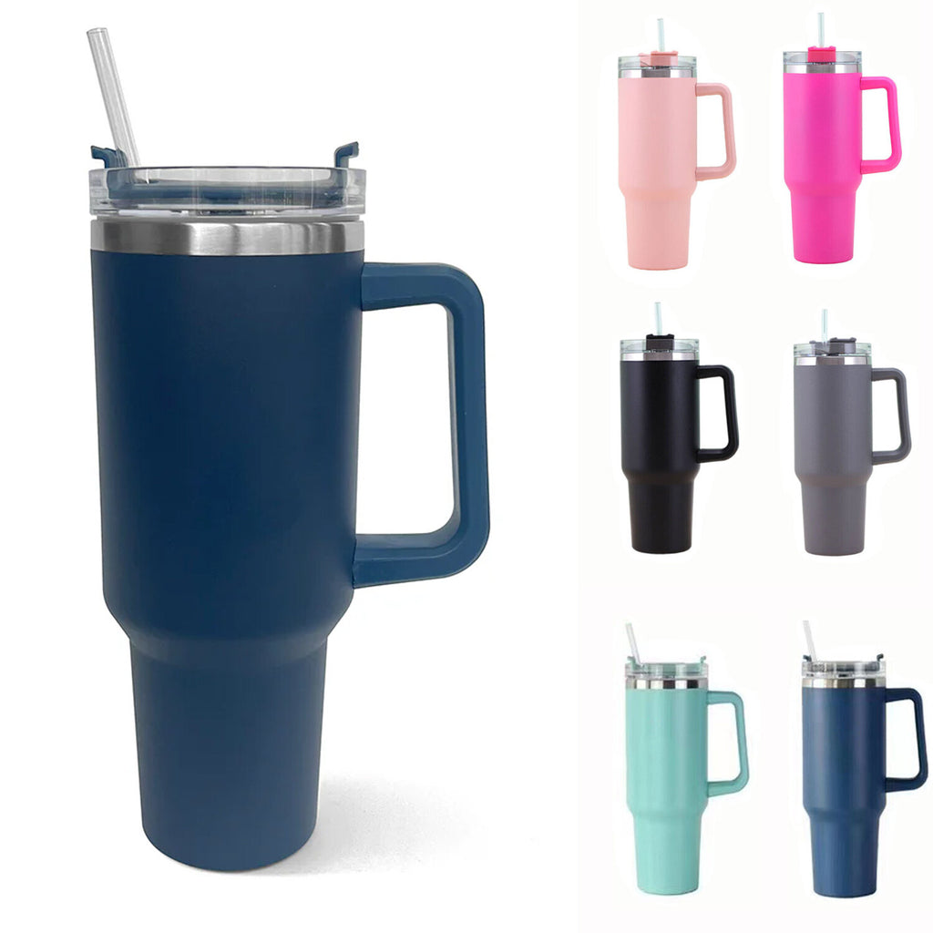 40Oz Tumbler with Handel and Straw Stainless Steel Vacuum Insulated Water Bottle