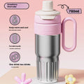 Large Capacity 780ml Gradient Stainless Steel Thermal Cup with Lid and Straw - Perfect for Coffee Lovers!