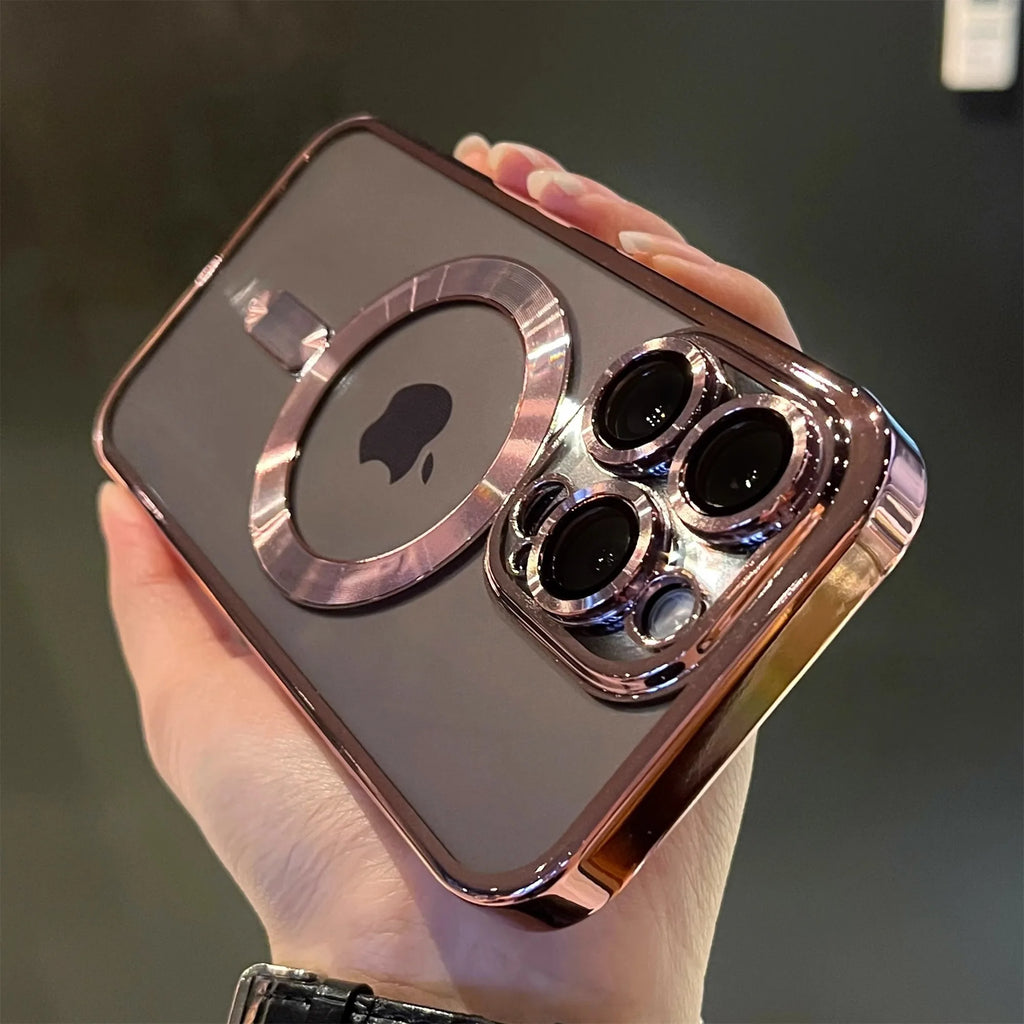 Luxury Magnetic for Magsafe Wireless Charge Plating Clear Case for Iphone 17 11 12 13 14 15 16 Pro Max Shockproof Silicone Cover