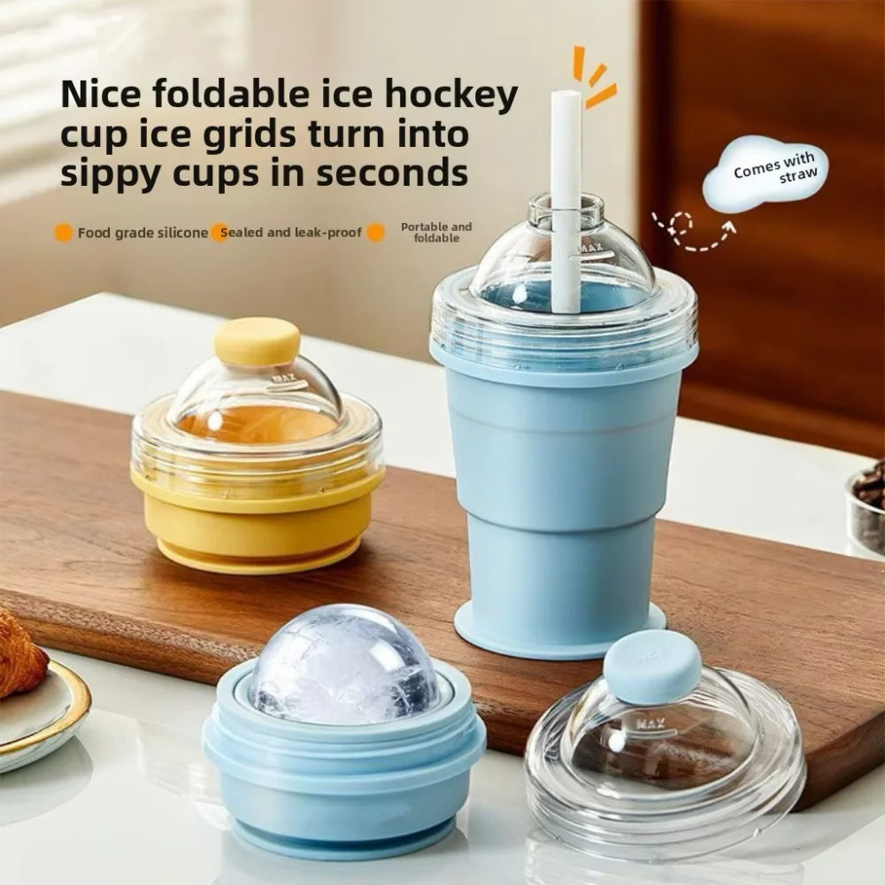 Versatile 325ML Outdoor Silicone Cup - Self-Suction, Foldable & Perfect for Indoor Ice-Making!