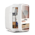 5 L Mini Fridge for Dorm, Small Bedroom Refrigerator Led Mirror Door with 3-Mode, Cooler & Warmer, White