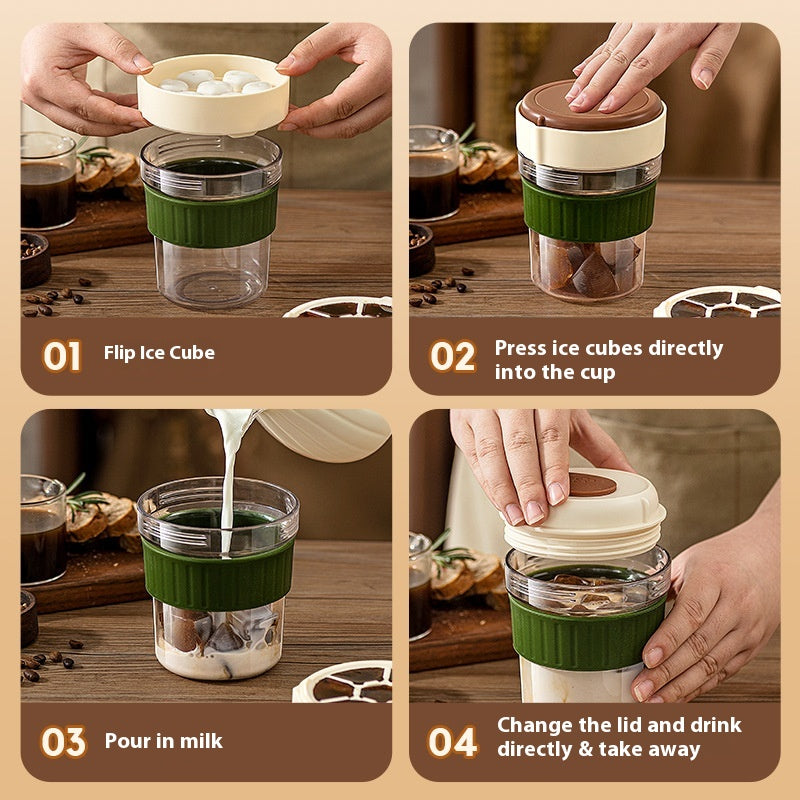 500ML Iced Brew Coffee Cup with Ice Cube Tray Leak Proof Versatile Iced Coffee Bottle for Home Office Travel Camping Tools