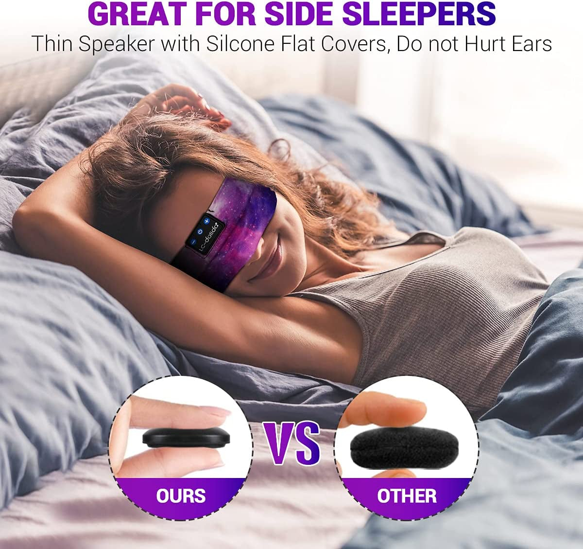  Bluetooth Headband Sleeping Wireless Headband Headphones with Thin HD Stereo Speakers Perfect for Side Sleepers, Sport, Yoga, Travel