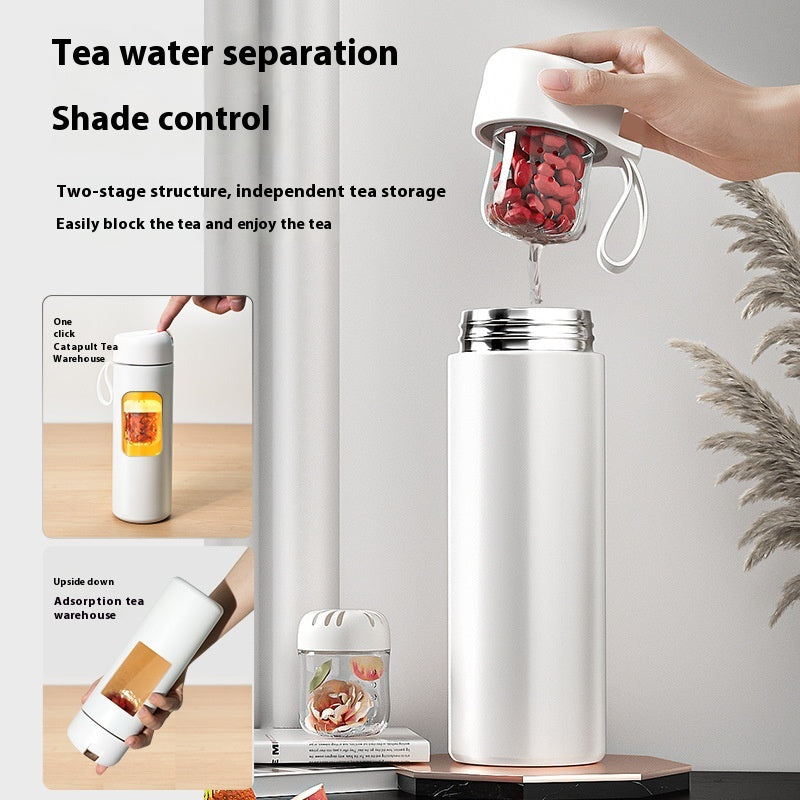 Light Press Magnetic Elastic Thermos Cup Tea Water Separation Stylish and Portable