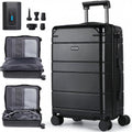 Carry on Luggage Suitcase with Vacuum Compression and Pump, 100% PC Hardshell Lightweight Travel Suitcase with TSA Lock & USB Charging Port 20Inch
