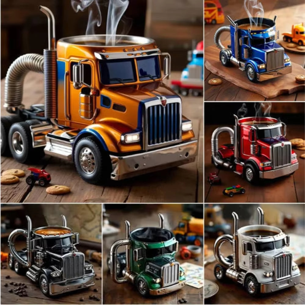 Durable Truck Coffee Mug Semi Truck Handcrafted Coffee Cup Semi-Trailer Shaped Semi-Truck Coffee Mugs for Family