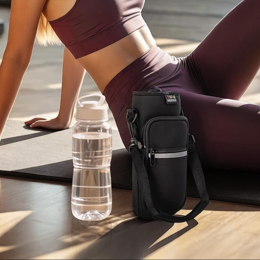  Portable Insulated Water Bottle Sling Holder Bag 500Ml/750Ml/1000Ml with Adjustable Shoulder Strap 