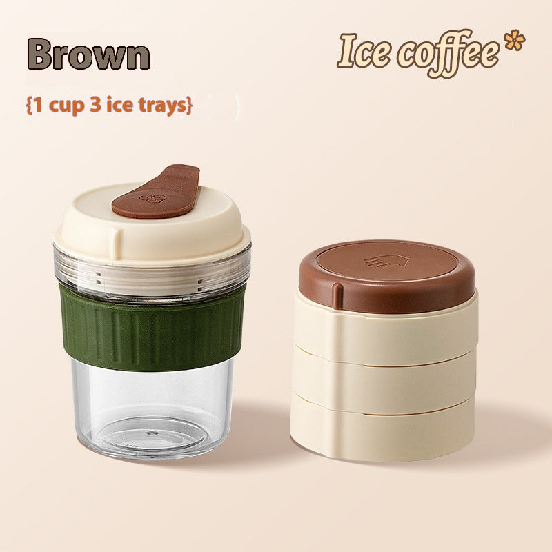 500ML Iced Brew Coffee Cup with Ice Cube Tray Leak Proof Versatile Iced Coffee Bottle for Home Office Travel Camping Tools