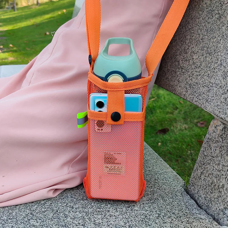 Water Bottle Cover Bag Pouch with Adjustable Straps Mesh 