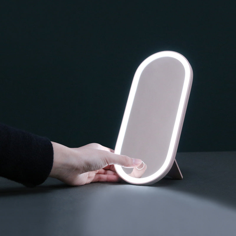 Portable Led Desk Storage Cosmetic Mirror Organizer Box with Light