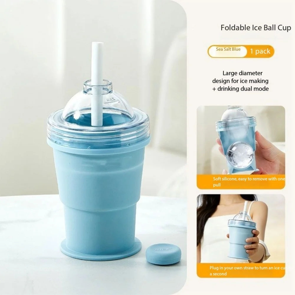 Versatile 325ML Outdoor Silicone Cup - Self-Suction, Foldable & Perfect for Indoor Ice-Making!