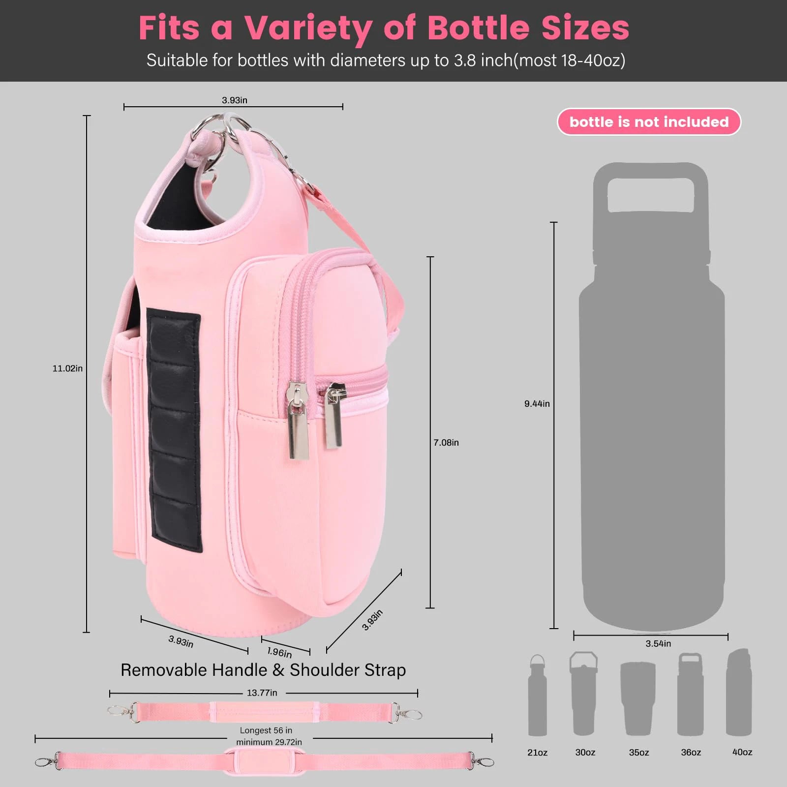 Magnetic Gym Bag Water Bottle Carrier Holder with Adjustable Shoulder Strap