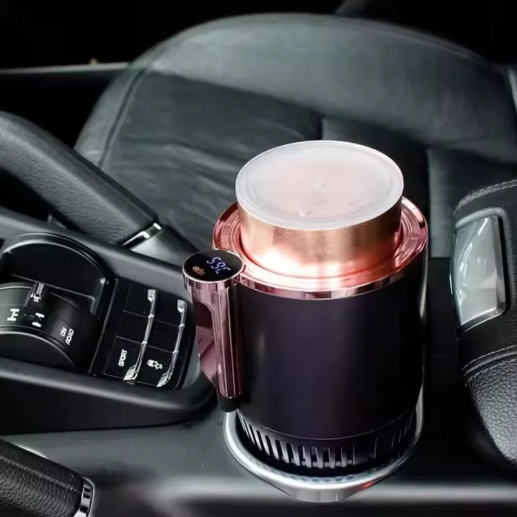 Car Cup Holder Cooler & Warmer with Digital Display, Universal 12V Heated/Cooled Drink Holder for Coffee