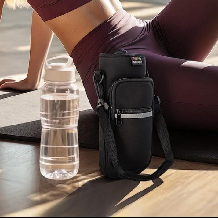  Portable Insulated Water Bottle Sling Holder Bag 500Ml/750Ml/1000Ml with Adjustable Shoulder Strap 