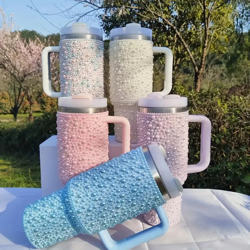 40Oz Diamond Thermos Cup with Handle 