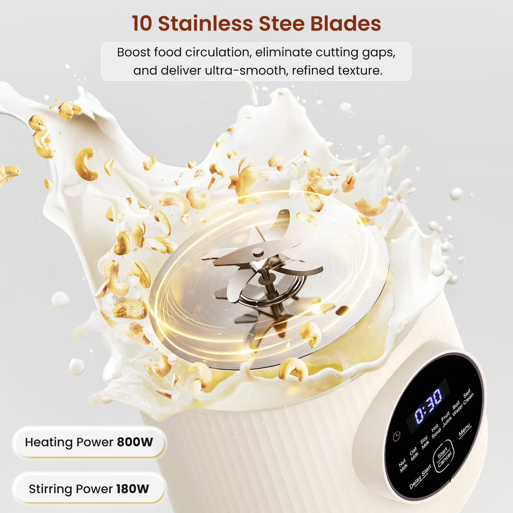 Nut Milk Maker 40 Oz Almond Oat Soy Milk Maker Blender with Self-Cleaning, Delay Start and Keep Warm