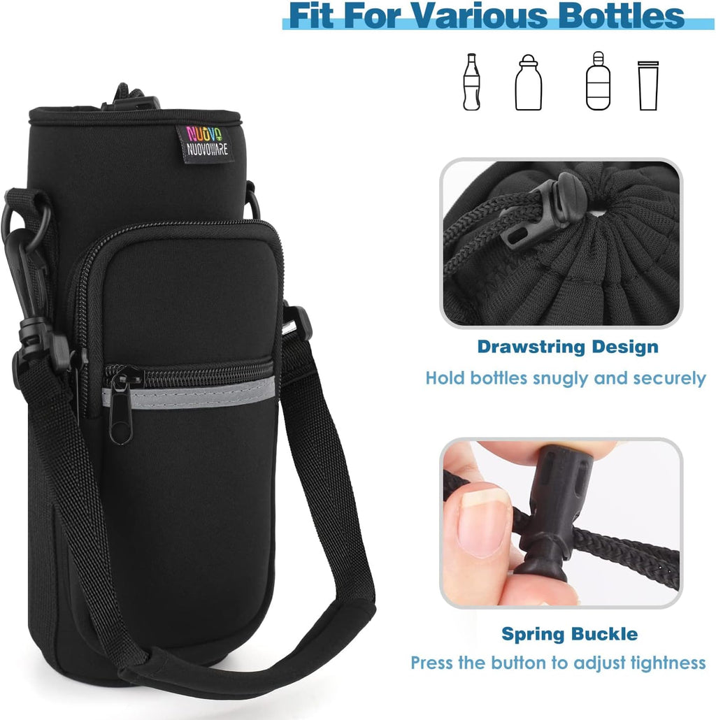  Portable Insulated Water Bottle Sling Holder Bag 500Ml/750Ml/1000Ml with Adjustable Shoulder Strap 