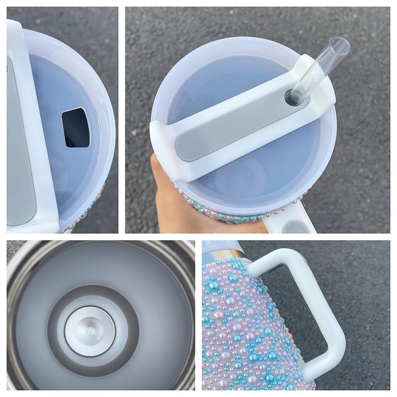 40Oz Diamond Thermos Cup with Handle 