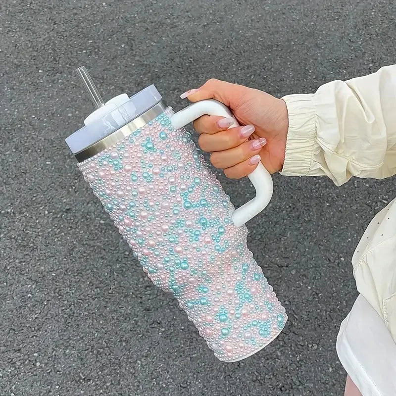 40Oz Diamond Thermos Cup with Handle 