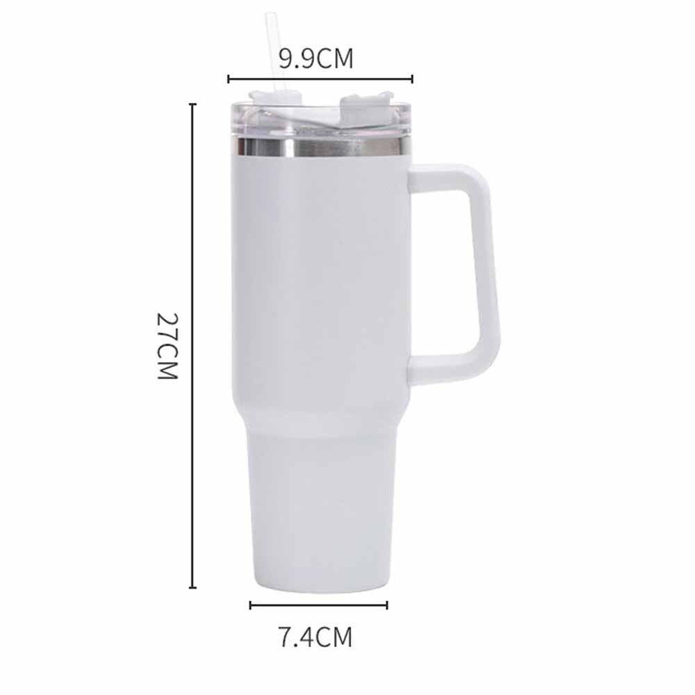40Oz Tumbler with Handel and Straw Stainless Steel Vacuum Insulated Water Bottle