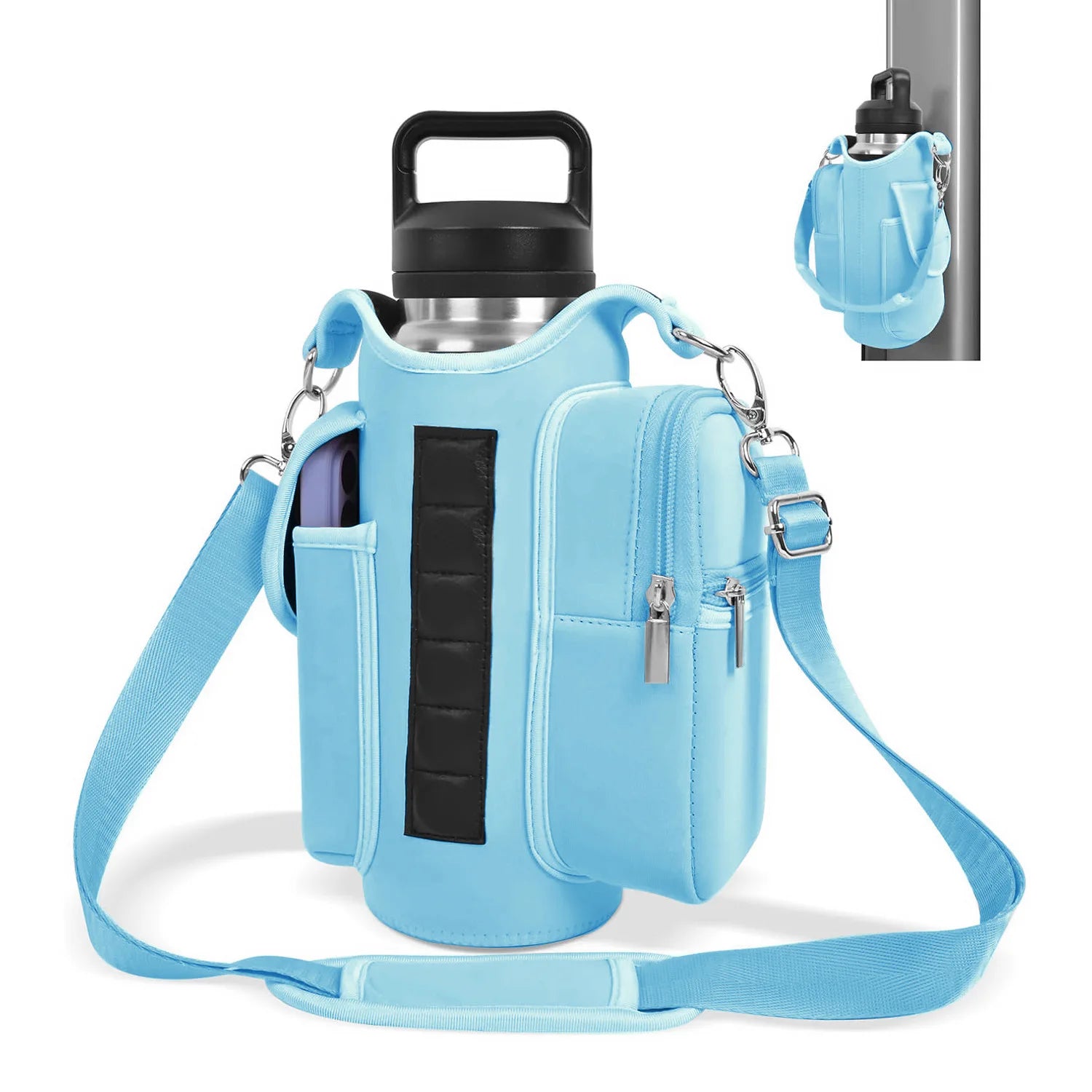 Magnetic Gym Bag Water Bottle Carrier Holder with Adjustable Shoulder Strap