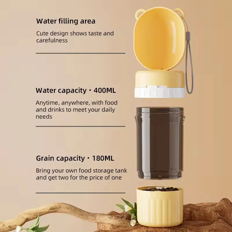 Portable 2 - in - 1 Dog Water Bottle with Food and Water Container Pet Feeder Bowl for Outdoor Travel Dog Drinking Bowls