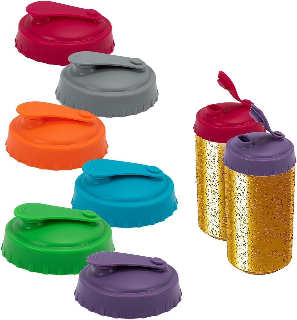 6 Pcs Can Covers for Drinks Cans, Can Lids for Drinks Protector, Reusable Silicone Soda Can Lids,Pop Can Lids Beer Energy Drink Beverage Saver Caps for Outdoor Parties, Camping and Travel