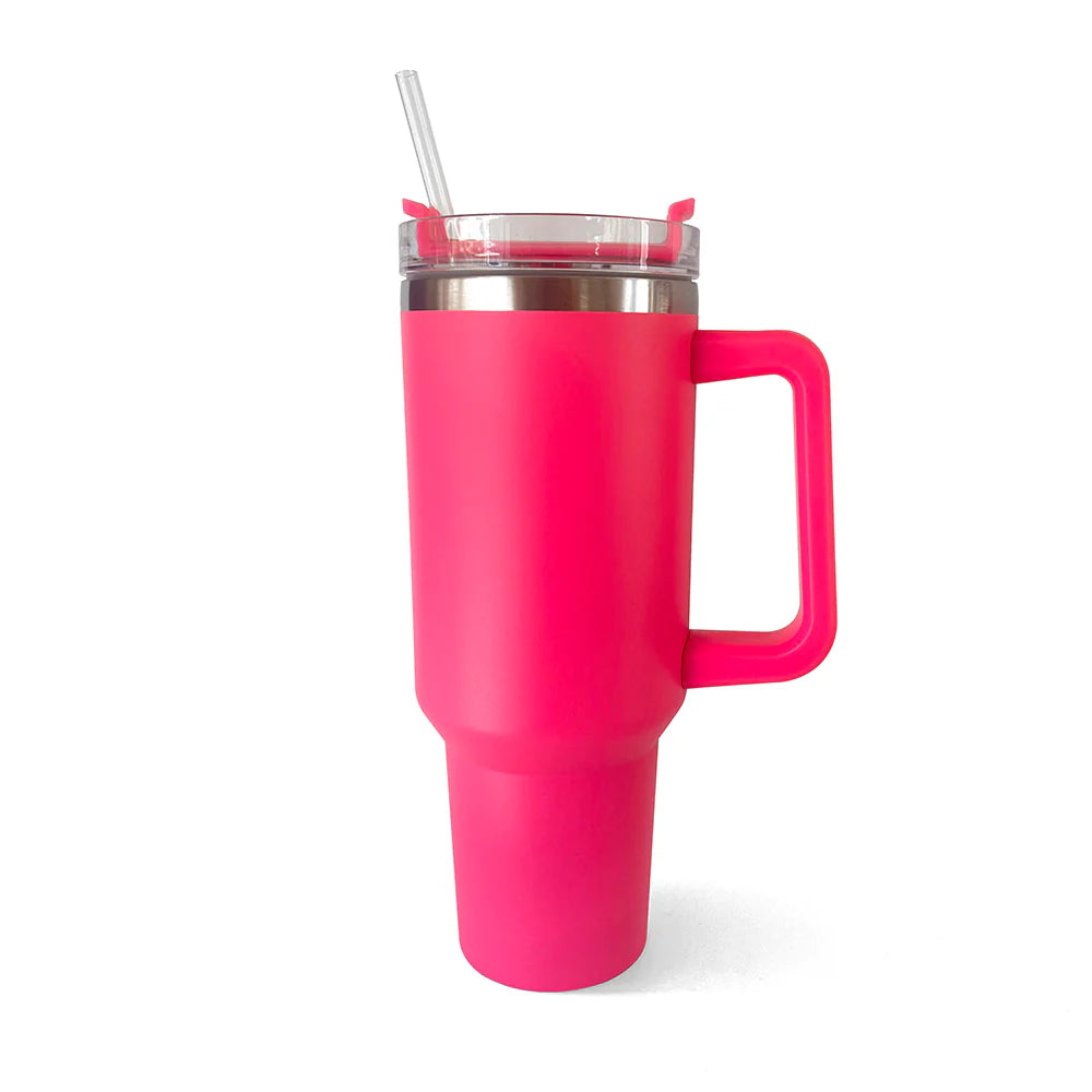 40Oz Tumbler with Handel and Straw Stainless Steel Vacuum Insulated Water Bottle
