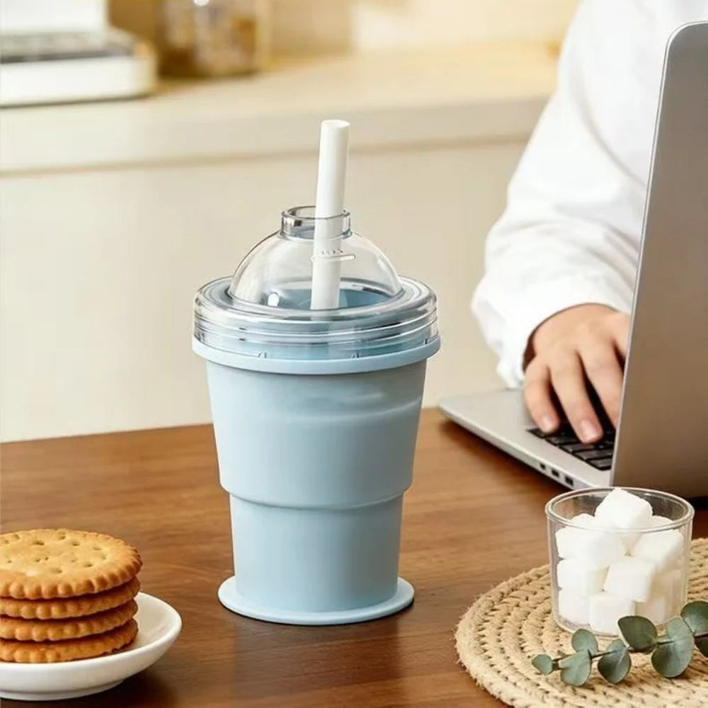 Versatile 325ML Outdoor Silicone Cup - Self-Suction, Foldable & Perfect for Indoor Ice-Making!