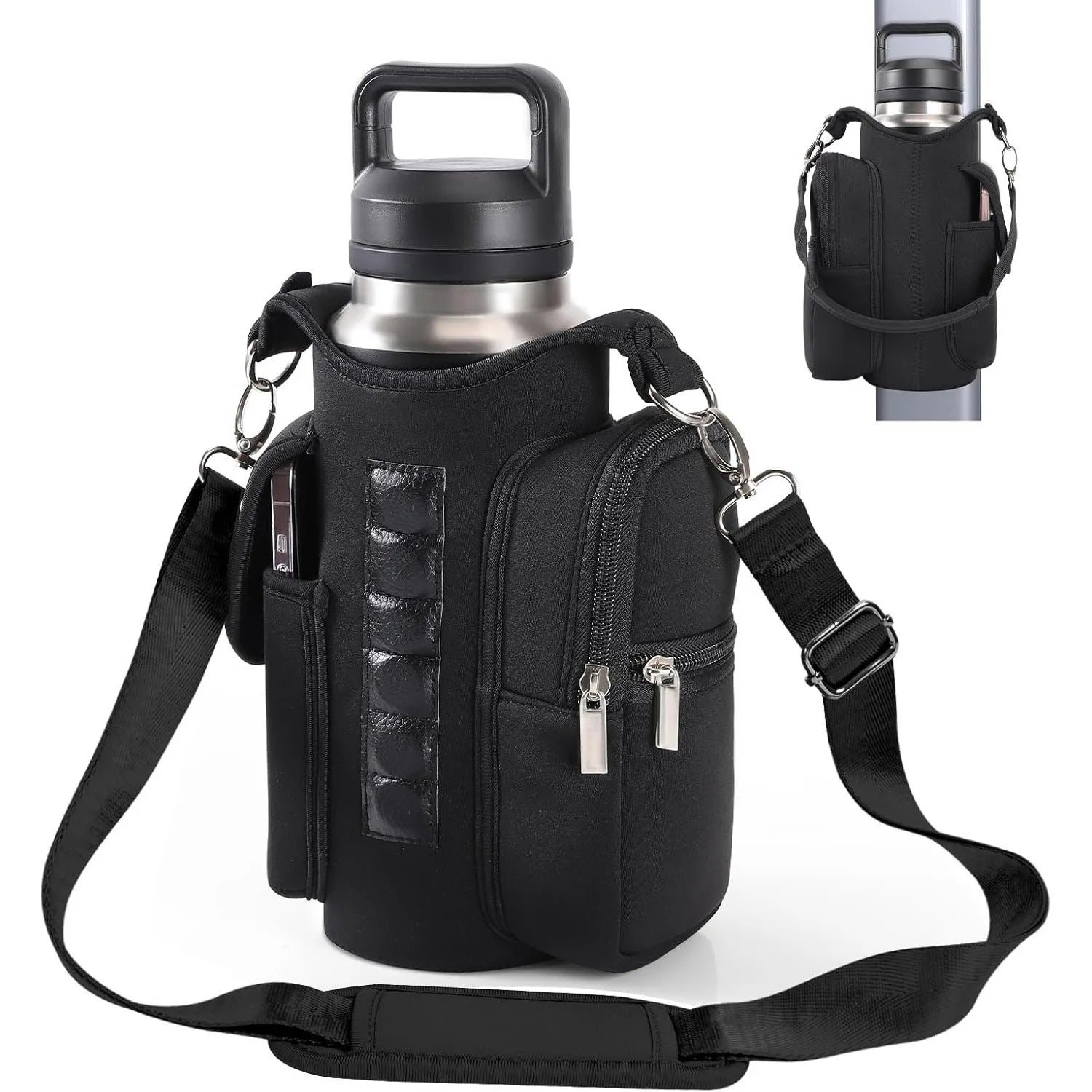 Magnetic Gym Bag Water Bottle Carrier Holder with Adjustable Shoulder Strap