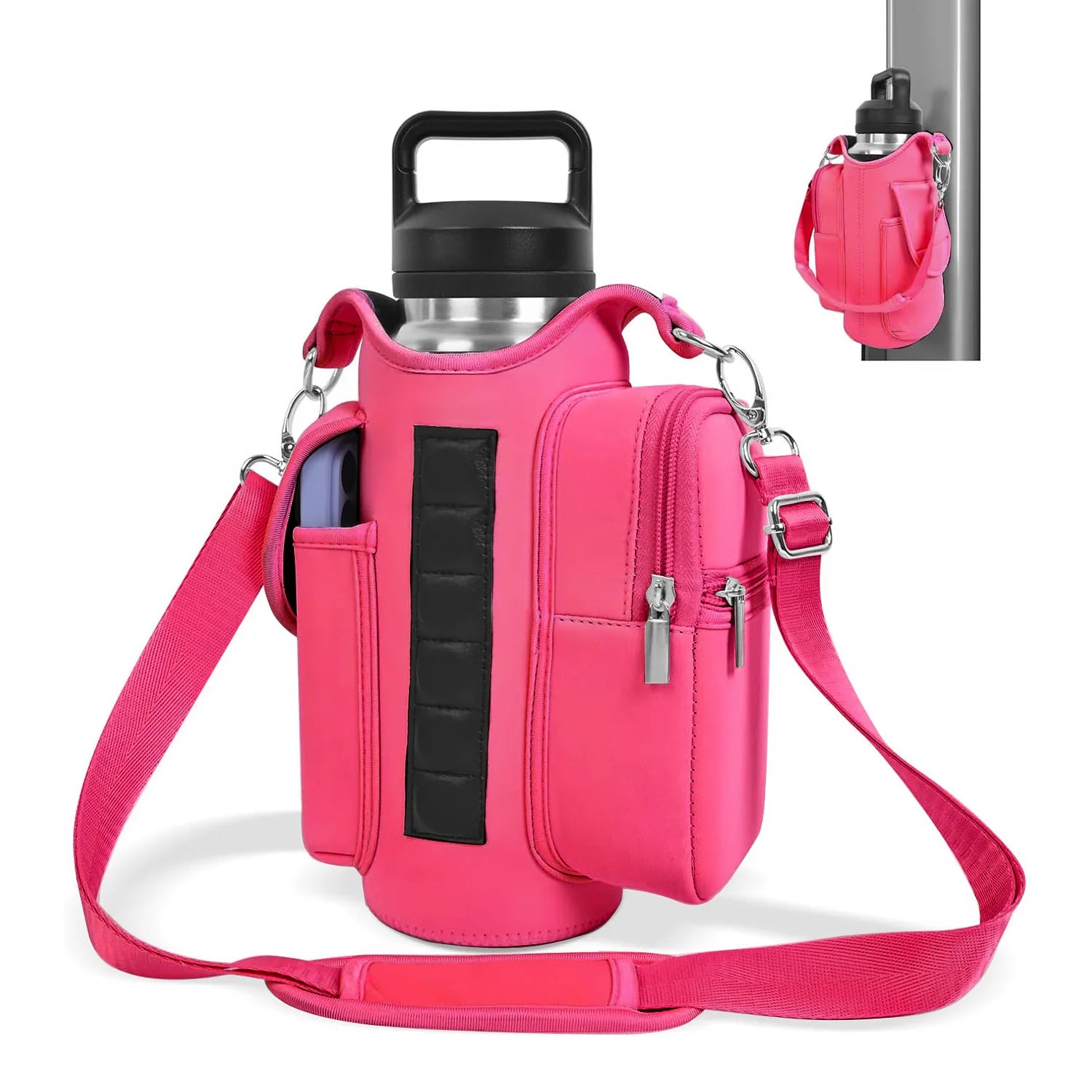 Magnetic Gym Bag Water Bottle Carrier Holder with Adjustable Shoulder Strap