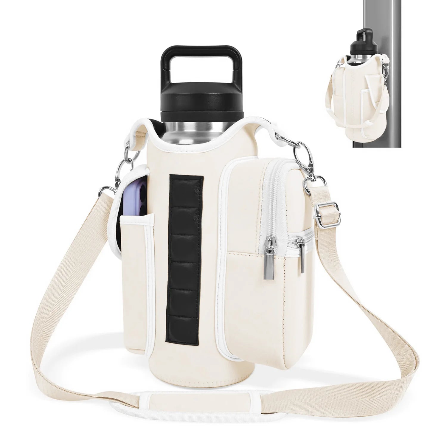 Magnetic Gym Bag Water Bottle Carrier Holder with Adjustable Shoulder Strap